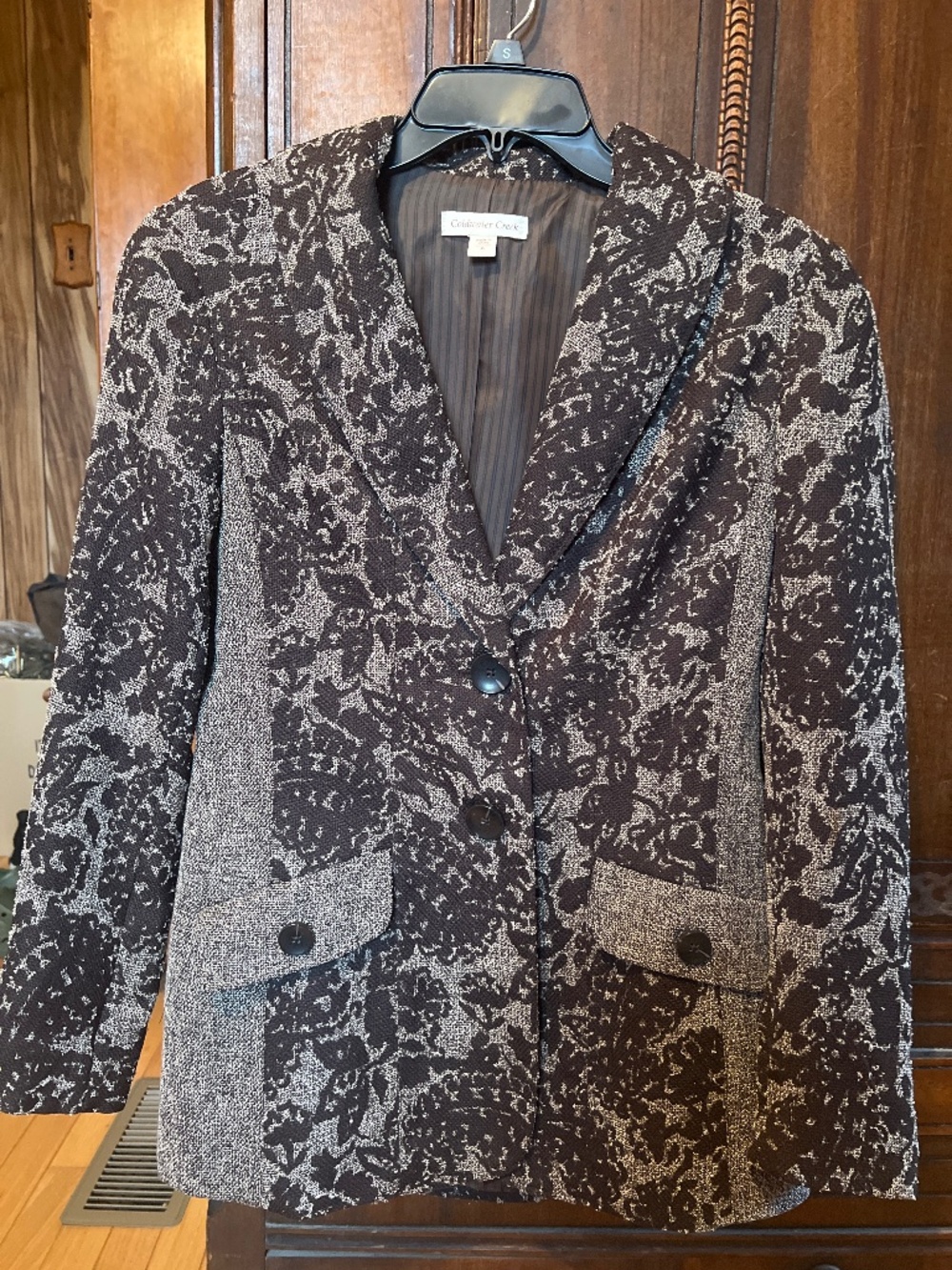 Vintage Coldwater Creek Brown Jacquard Blazer Jacket Women's Size 6